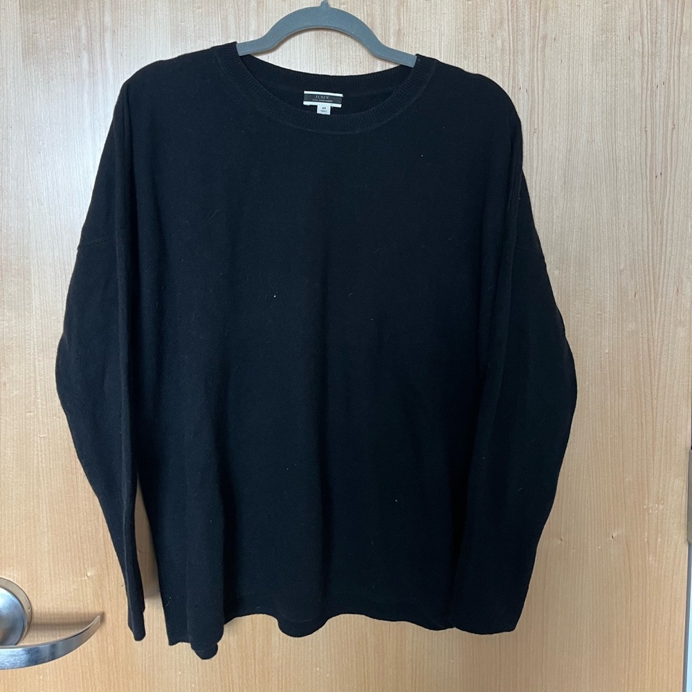 J Crew Black 100% Cashmere Crewneck Sweater